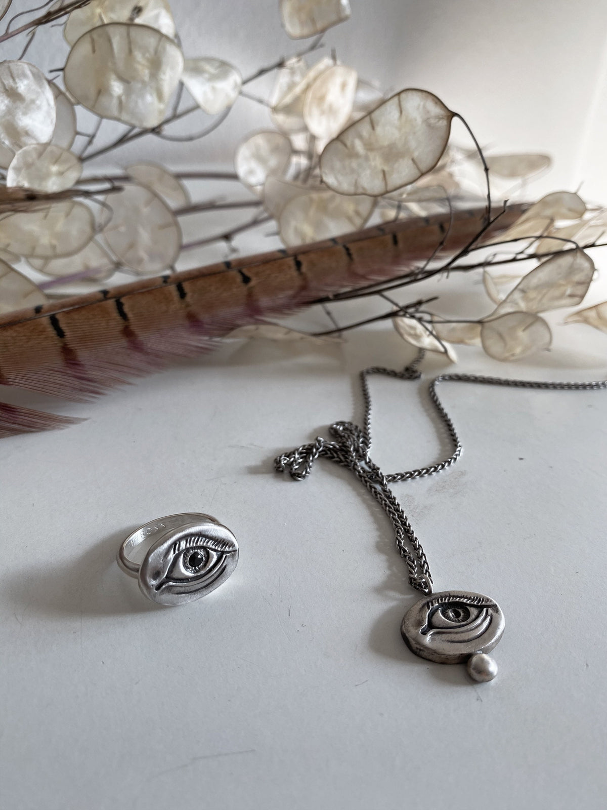 Sterling silver patina anatomical eye ring - KathyRossJewelry