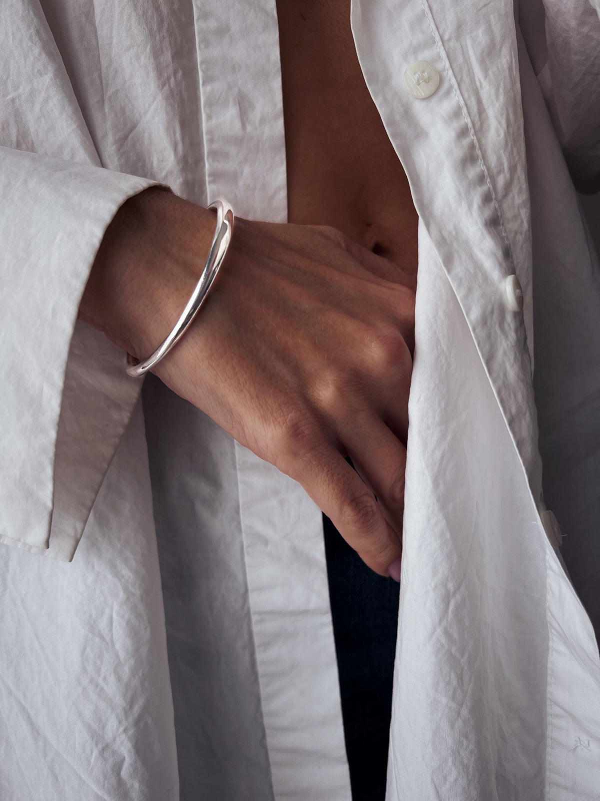 Solid sterling Silver 925 curvy cuff bracelet - KathyRossJewelry