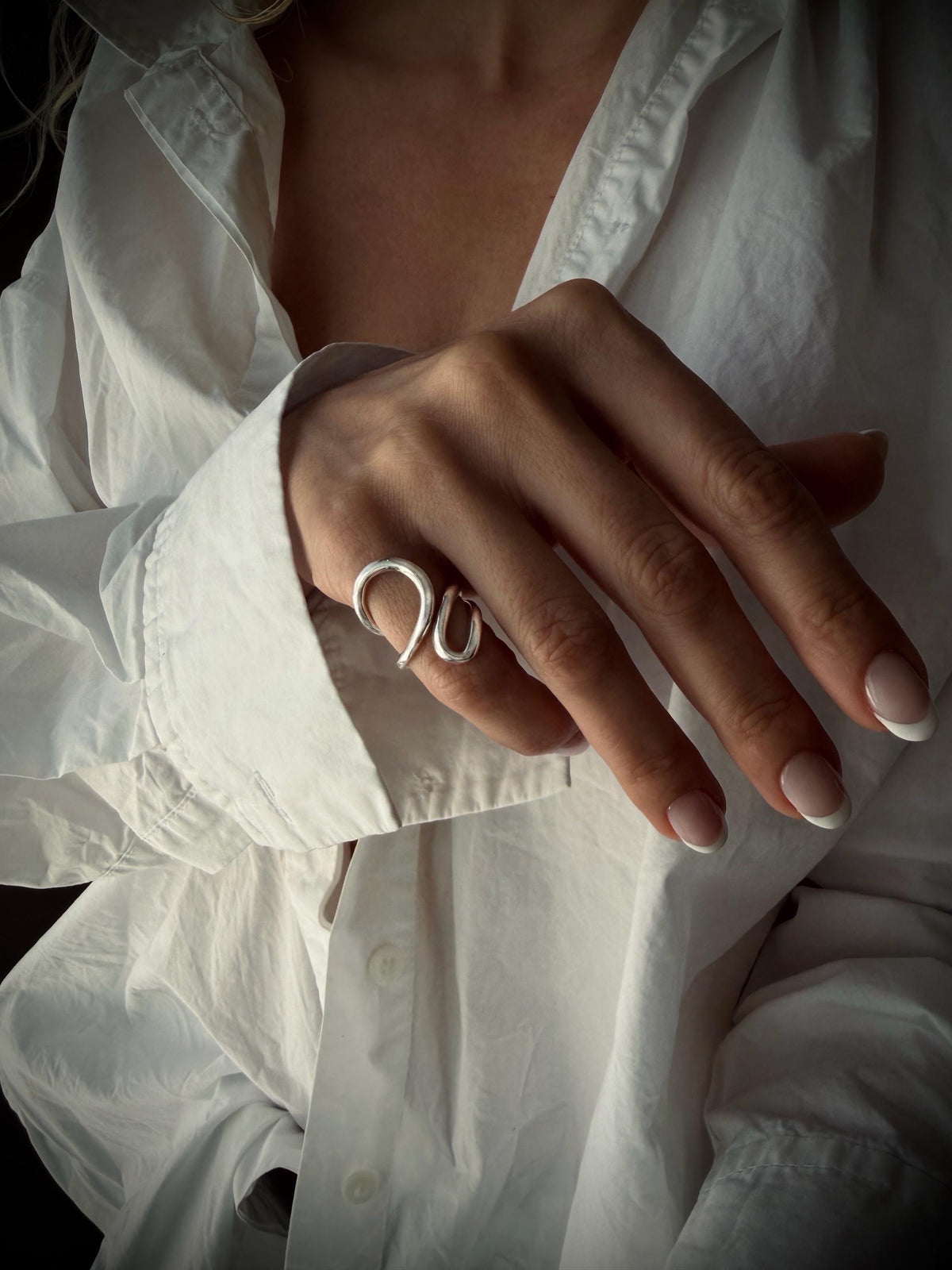 Curvy statement sterling silver 925 ring minimalist jewelry - KathyRossJewelry
