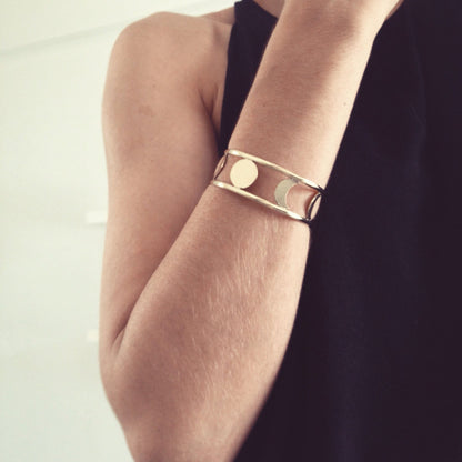 Sterling Silver 925 Moon Phases Cuff Bracelet - KathyRossJewelry