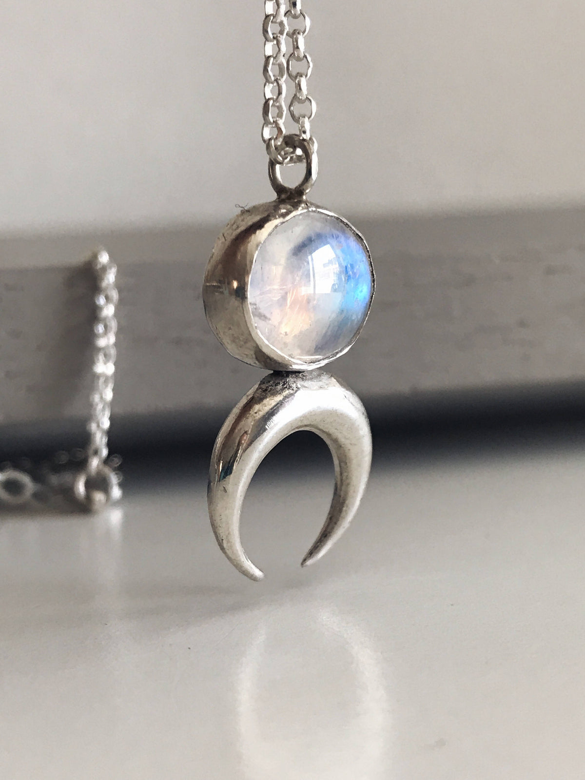 Labradorite Moonstone celestial sterling silver pendant necklace - KathyRossJewelry