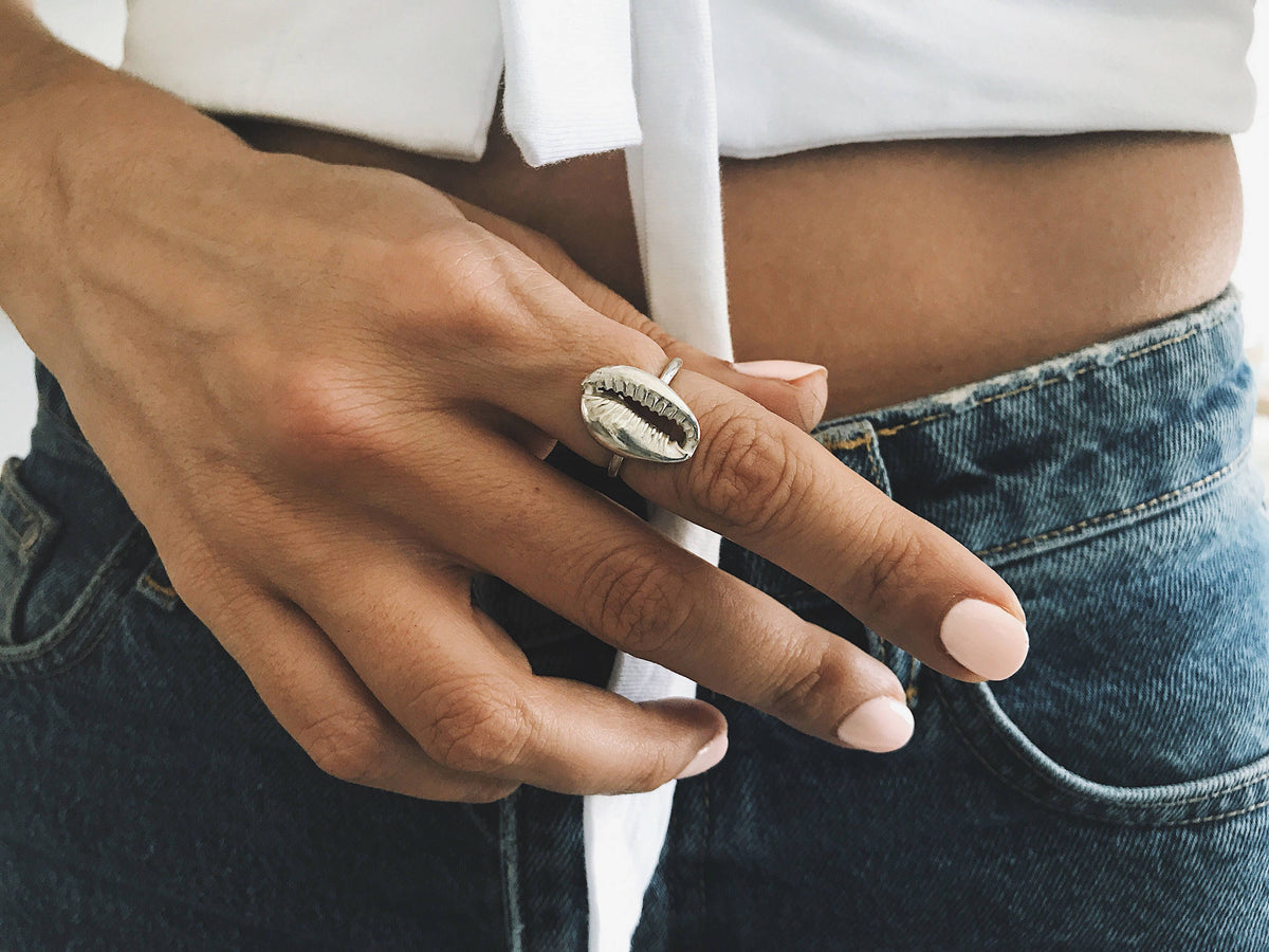 Silver 925 puka shell ring - KathyRossJewelry