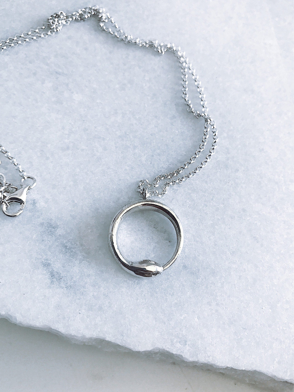 Sterling Silver Ouroboros Snake Necklace: Alchemist’s Serpent pendant - KathyRossJewelry
