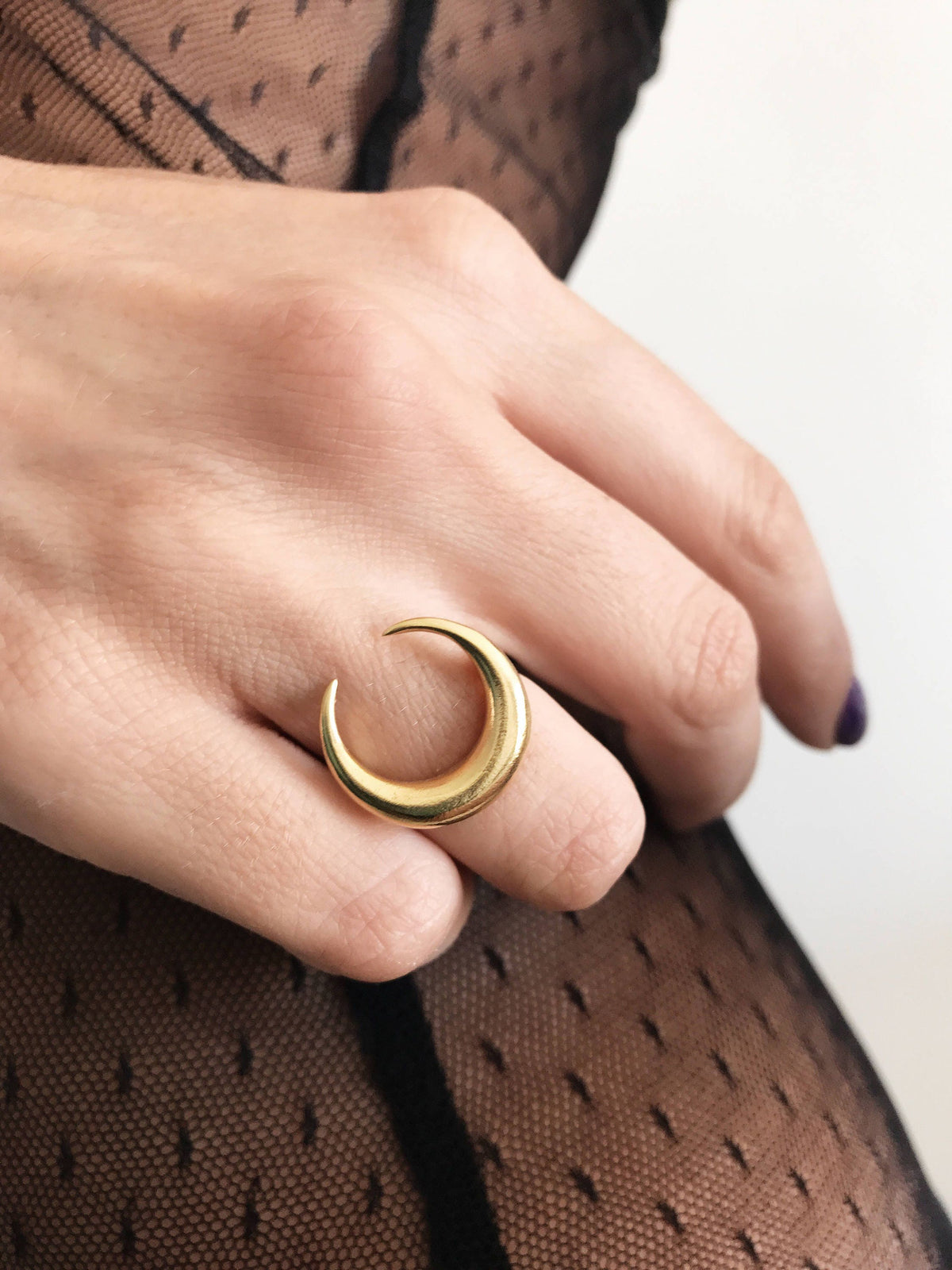 18k gold filled on solid sterling silver crescent ring - KathyRossJewelry