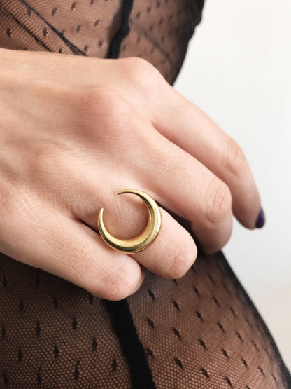 18k gold filled on solid sterling silver crescent ring - KathyRossJewelry