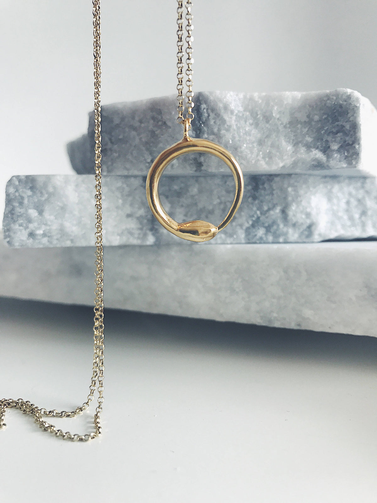 Gold Ouroboros Necklace: 18k gold filled Sterling Silver Serpent Pendant - KathyRossJewelry