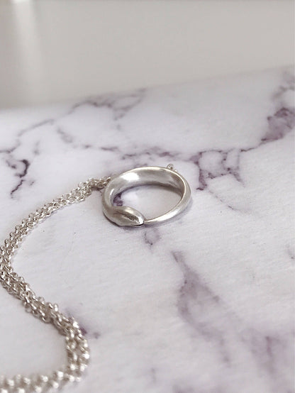 Sterling Silver Ouroboros Snake Necklace: Alchemist’s Serpent pendant - KathyRossJewelry