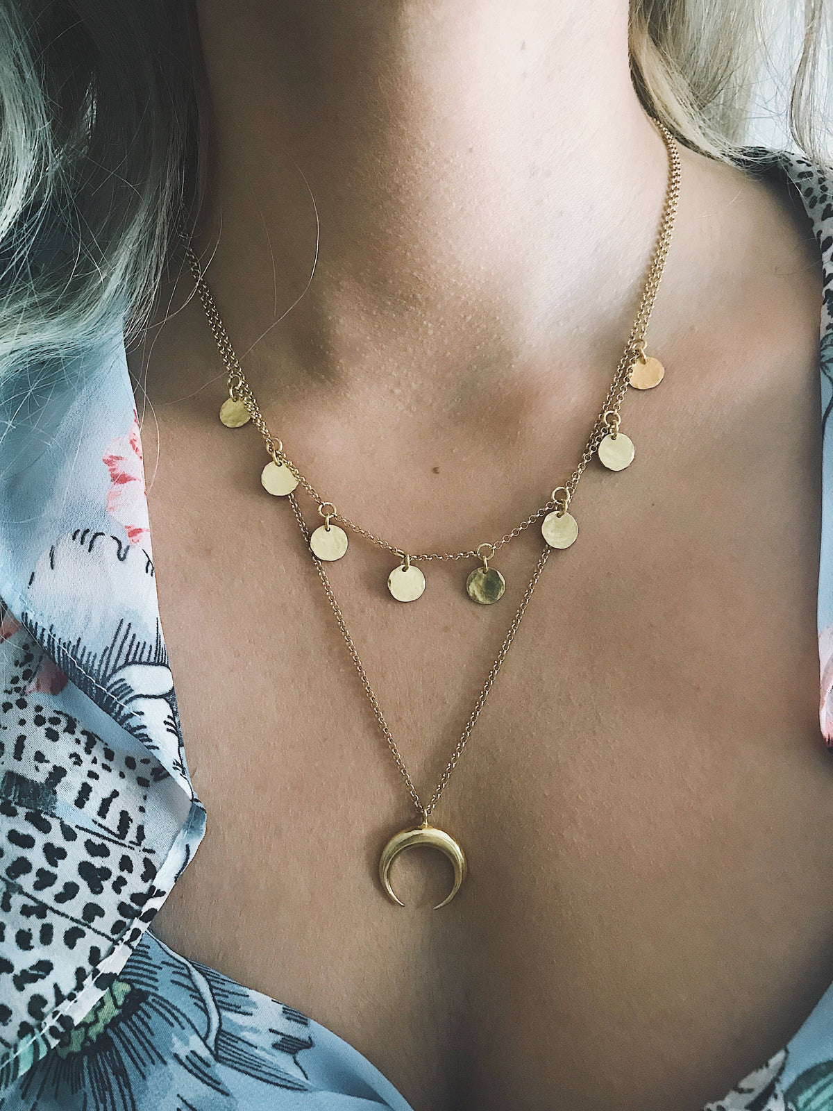 18k Gold filled sterling Silver 925 hammered round charms Necklace - KathyRossJewelry