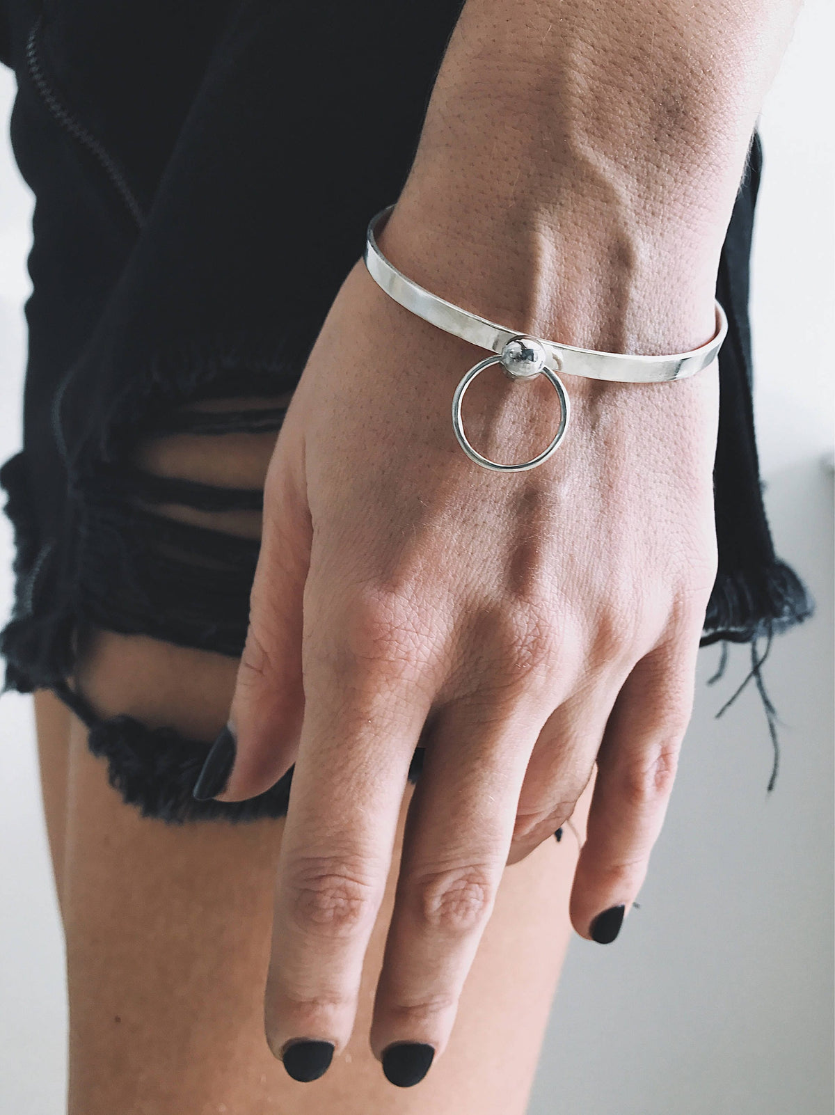 Silver brecelet with hoop - KathyRossJewelry