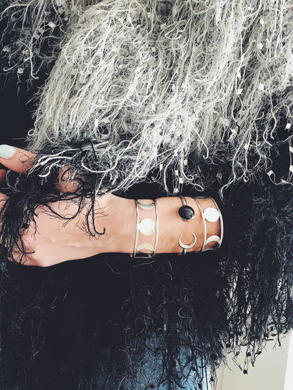 Sterling Silver 925 Moon Phases Cuff Bracelet - KathyRossJewelry