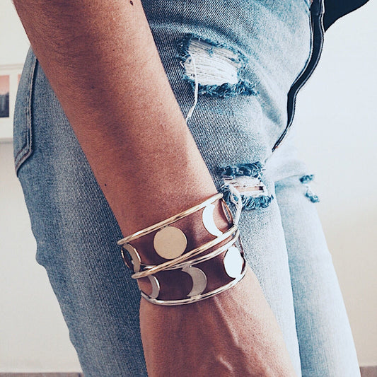 Sterling Silver 925 Moon Phases Cuff Bracelet - KathyRossJewelry