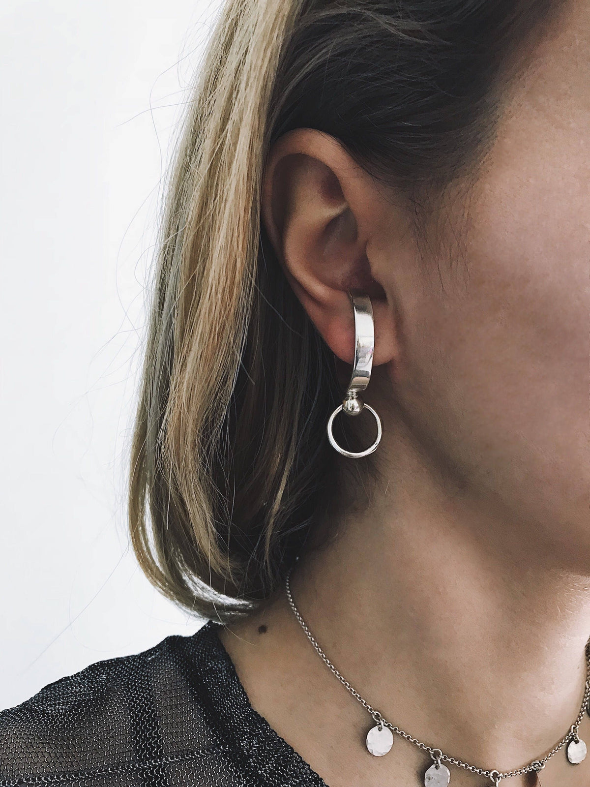 925 sterling Silver Ear Cuffs with hoops earrings - KathyRossJewelry