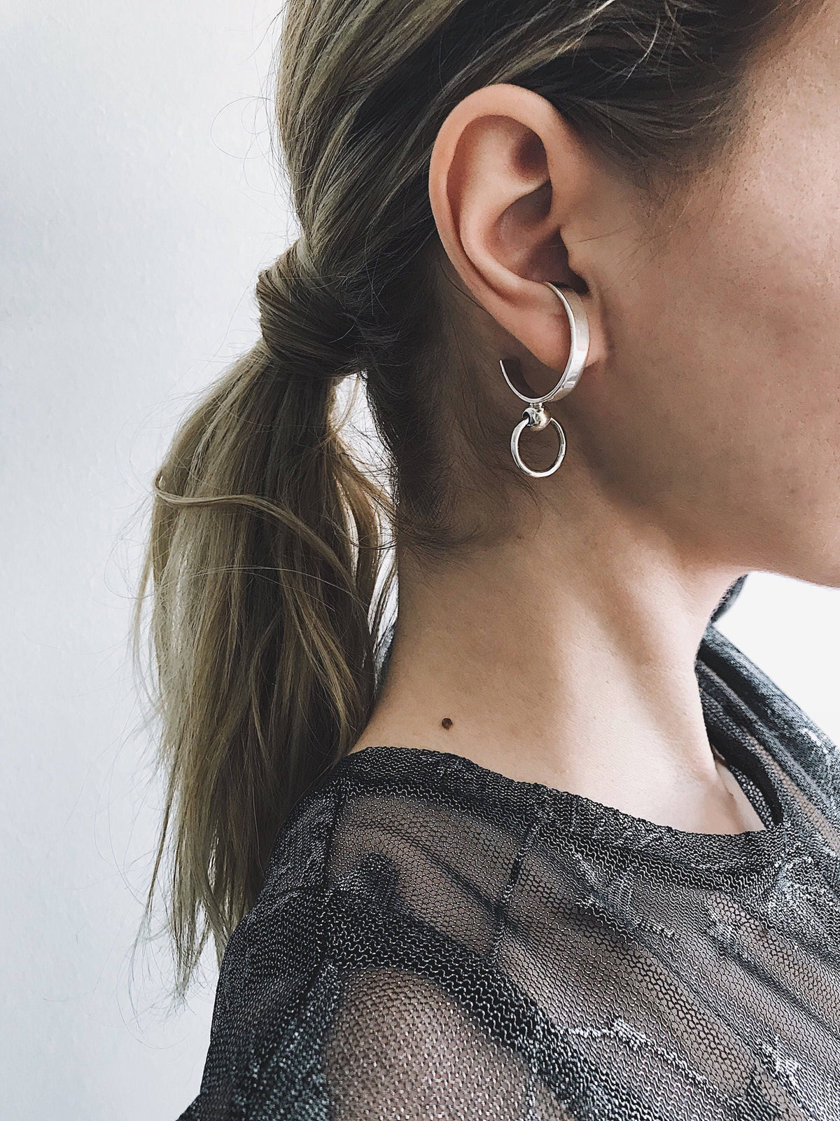 925 sterling Silver Ear Cuffs with hoops earrings - KathyRossJewelry