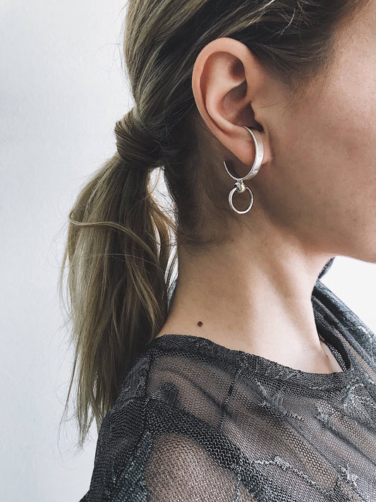 925 sterling Silver Ear Cuffs with hoops earrings - KathyRossJewelry