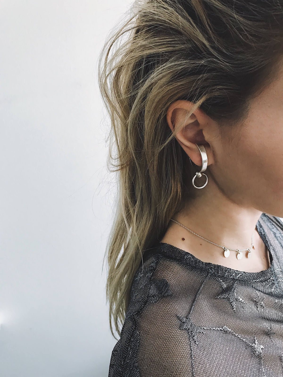 925 sterling Silver Ear Cuffs with hoops earrings - KathyRossJewelry