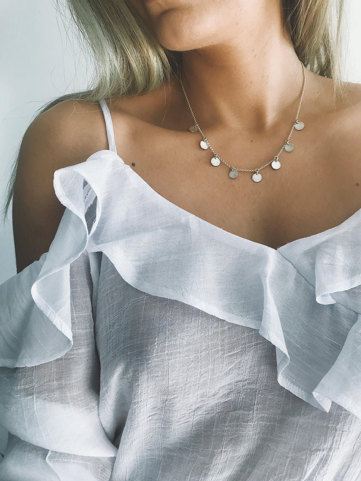 Hammered Sterling Silver Coin Necklace - Layering Necklace - KathyRossJewelry