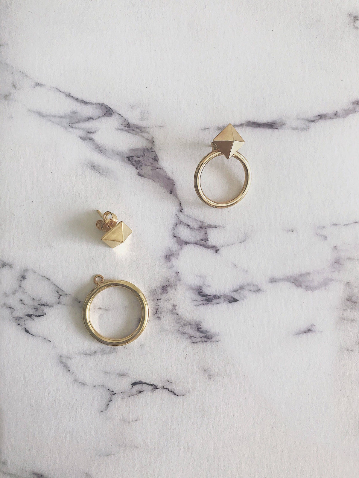Sterling Silver 925 Pyramid Stud Earrings with Hoop Jackets - KathyRossJewelry