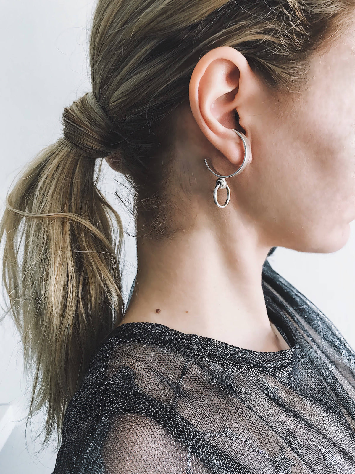 925 sterling Silver Ear Cuffs with hoops earrings - KathyRossJewelry