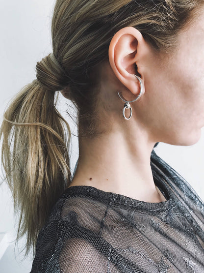 925 sterling Silver Ear Cuffs with hoops earrings - KathyRossJewelry