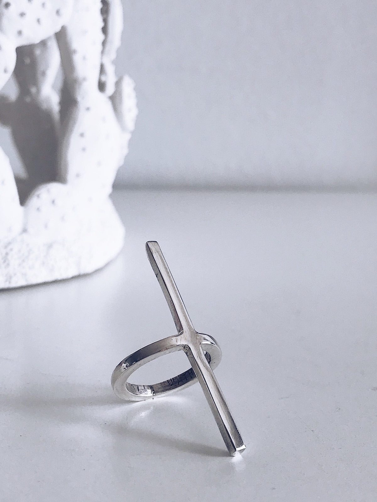 Solid silver minimal bar ring - KathyRossJewelry