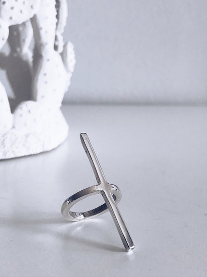 Solid silver minimal bar ring - KathyRossJewelry