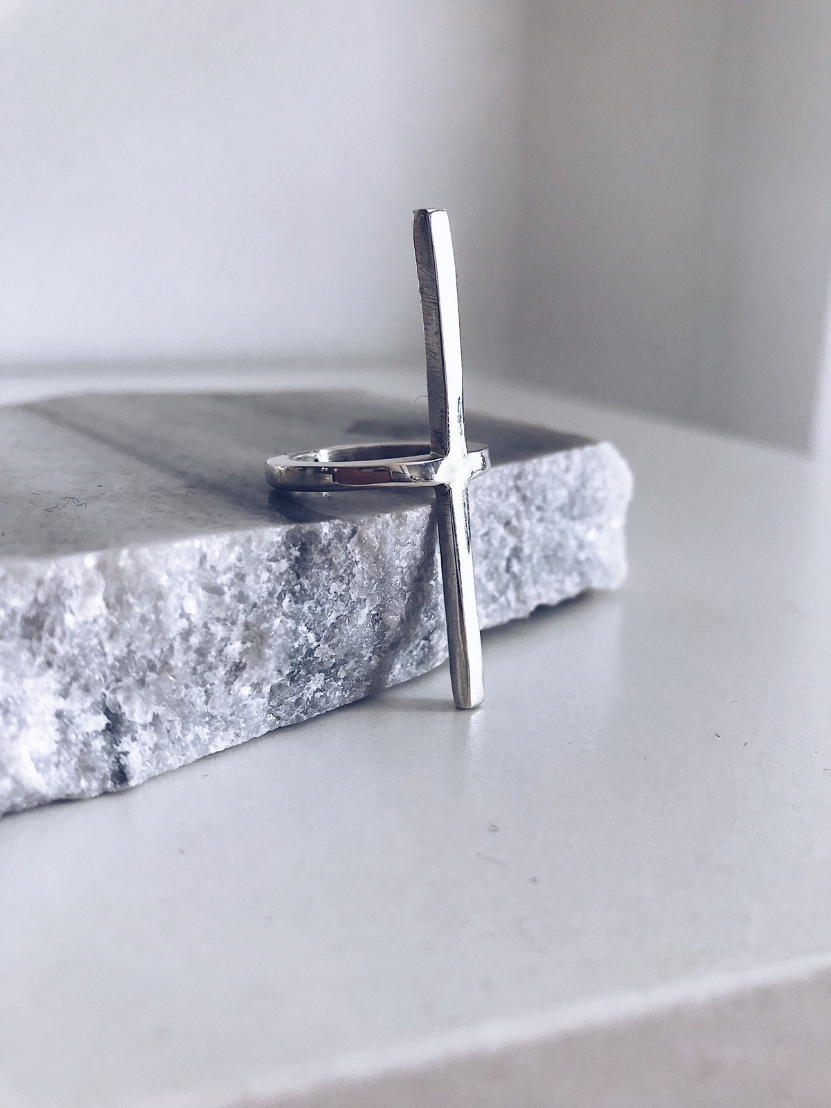 Solid silver minimal bar ring - KathyRossJewelry