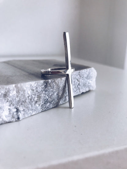 Solid silver minimal bar ring - KathyRossJewelry