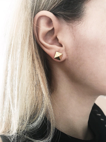 Sterling Silver 925 Pyramid Stud Earrings with Hoop Jackets - KathyRossJewelry