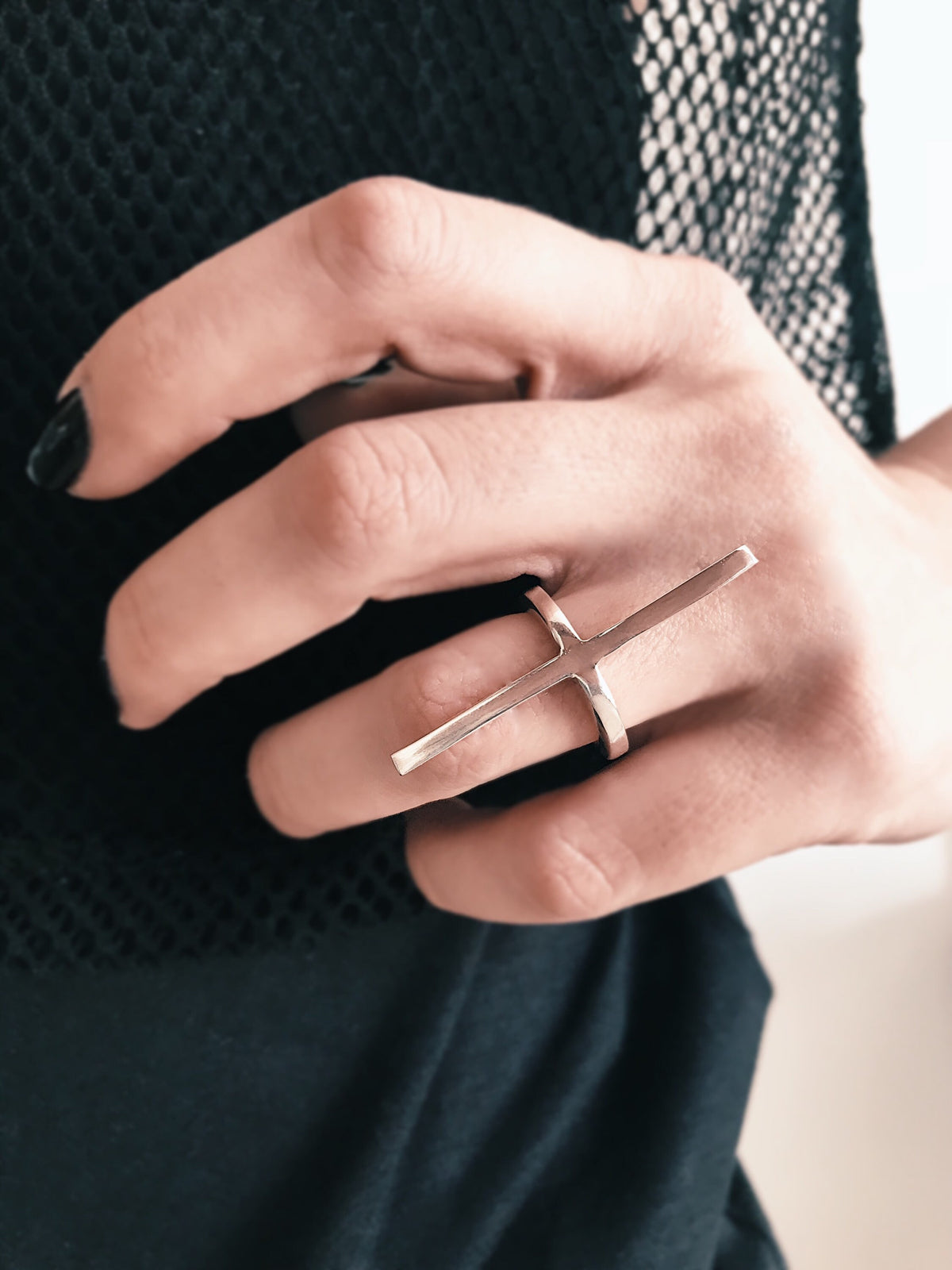 Solid silver minimal bar ring - KathyRossJewelry