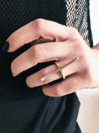 Solid silver minimal bar ring - KathyRossJewelry