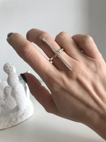 Solid silver minimal bar ring - KathyRossJewelry