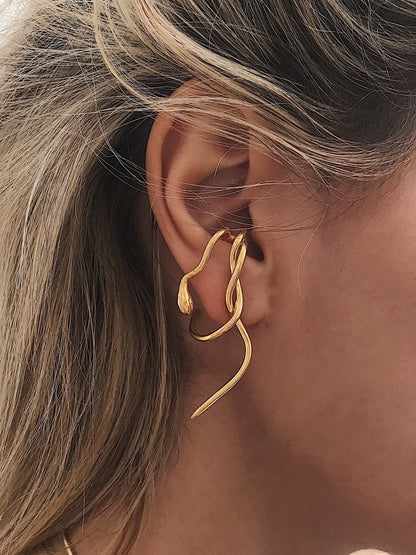18k gold filled on solid sterling silver serpent Snake earrings - KathyRossJewelry