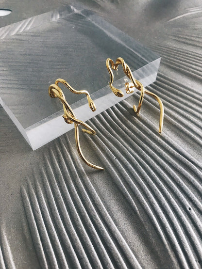 Solid sterling silver 925 serpent snake ear cuff earrings - KathyRossJewelry