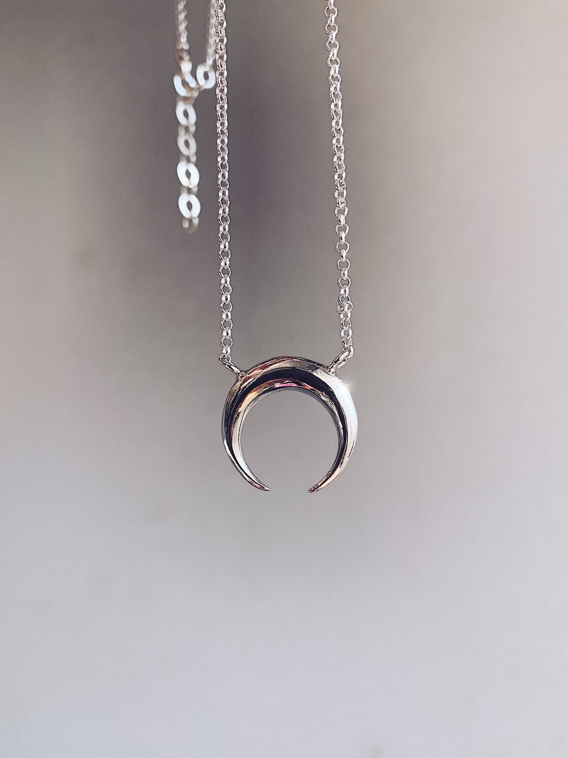 18k Gold filled and Sterling Silver Crescent Moon Necklace - KathyRossJewelry