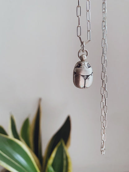 Scarab necklace hieroglyphics :Protection Amulet Gift solid sterling 925 silver pendant with chain - KathyRossJewelry