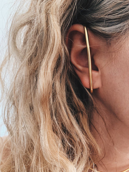 18k gold filled sterling silver long bar earring - KathyRossJewelry