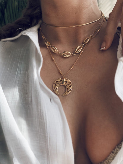 Gold Puka Shells necklace : Gold filled Sterling Silver 925 Cowrie - KathyRossJewelry