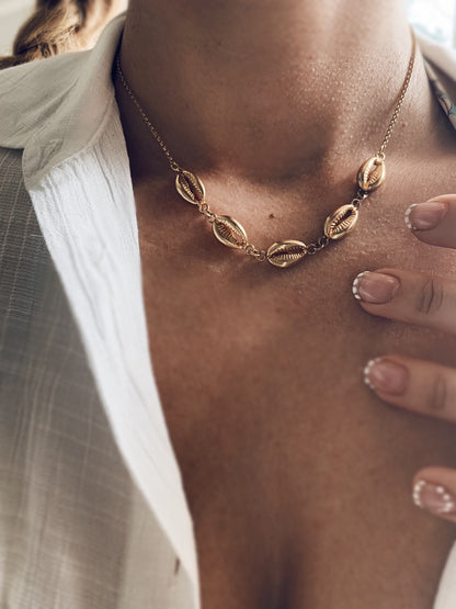 Gold Puka Shells necklace : Gold filled Sterling Silver 925 Cowrie - KathyRossJewelry