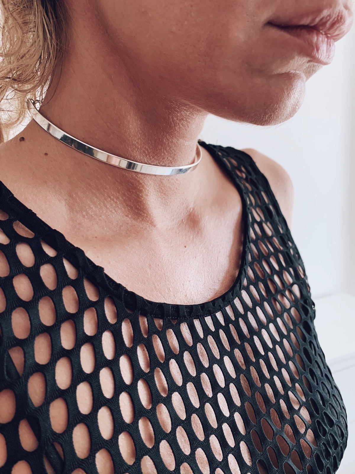 Sterling Silver 925 choker: Minimalist collar Necklace - KathyRossJewelry
