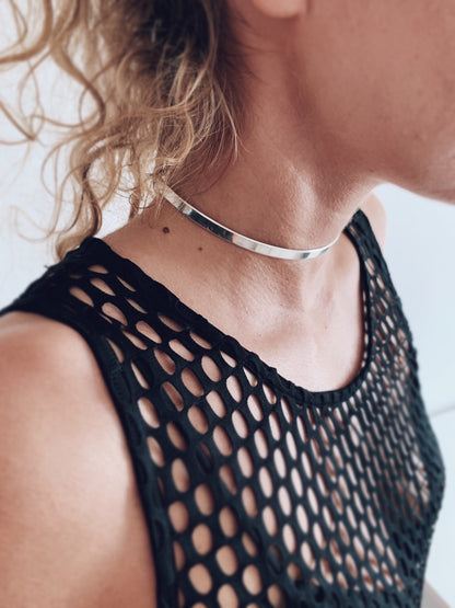 Sterling Silver 925 choker: Minimalist collar Necklace - KathyRossJewelry