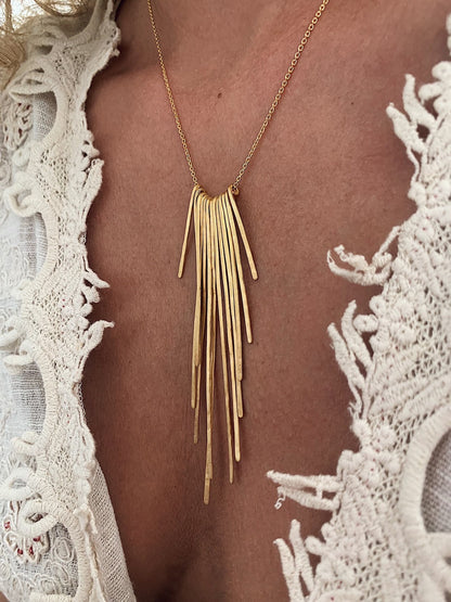 Gold filled Sterling Silver Rays long Necklace - KathyRossJewelry