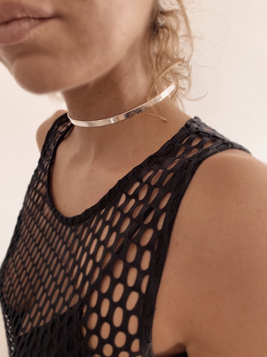 Sterling Silver 925 choker: Minimalist collar Necklace - KathyRossJewelry