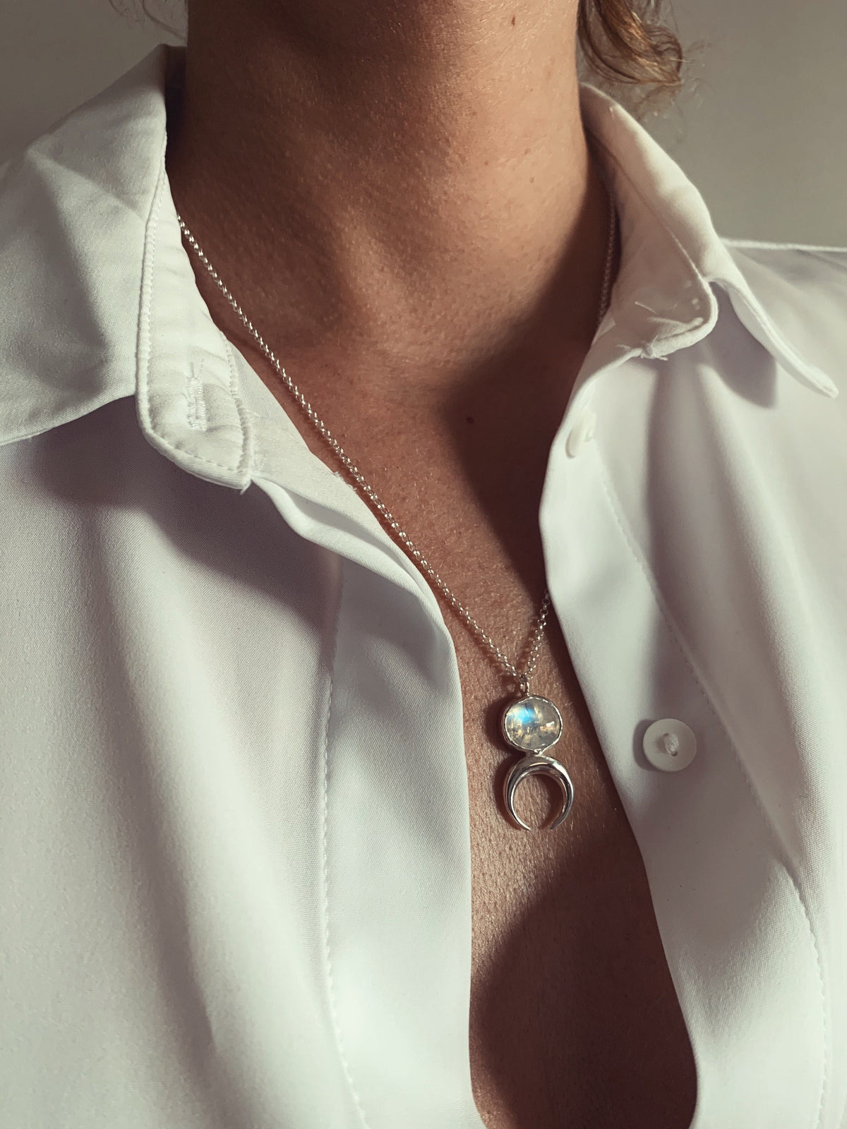 Labradorite Moonstone celestial sterling silver pendant necklace - KathyRossJewelry