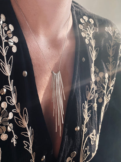 Gold filled Sterling Silver Rays long Necklace - KathyRossJewelry