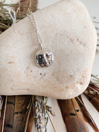 Gold Moon Face Necklace: Gold filled Sterling Silver pendant and chain - KathyRossJewelry