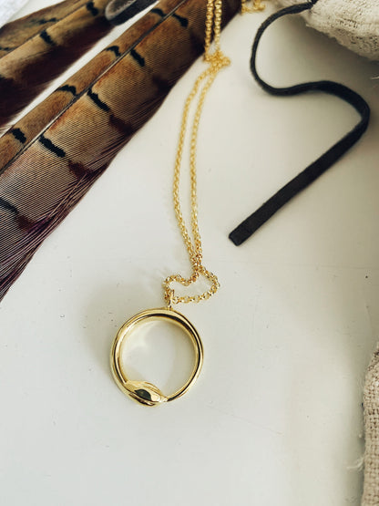 Gold Ouroboros Necklace: 18k gold filled Sterling Silver Serpent Pendant - KathyRossJewelry