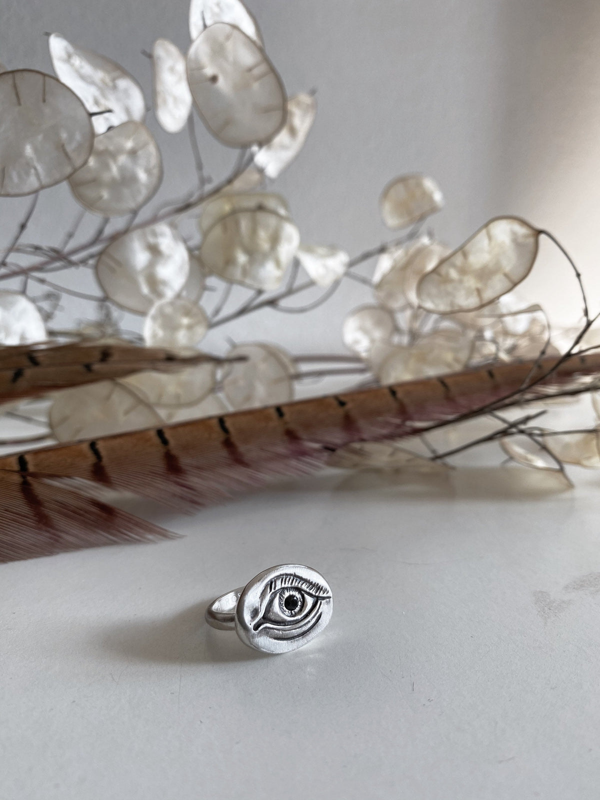 Sterling silver patina anatomical eye ring - KathyRossJewelry