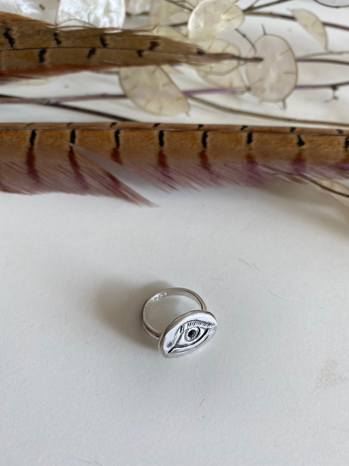 Sterling silver patina anatomical eye ring - KathyRossJewelry