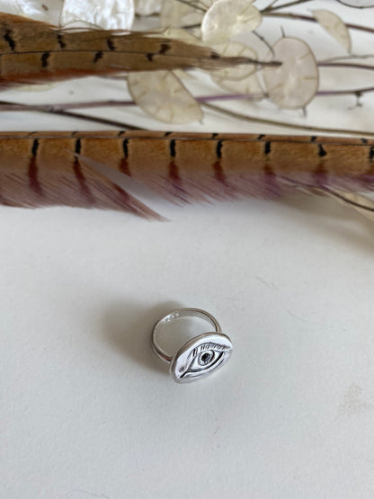 Sterling silver patina anatomical eye ring - KathyRossJewelry