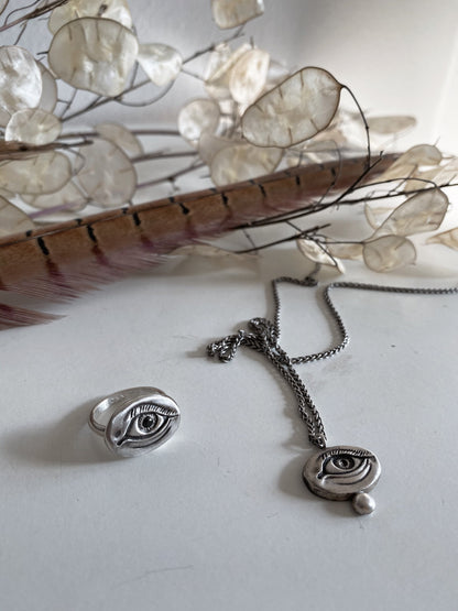 Sterling silver patina anatomical eye ring - KathyRossJewelry